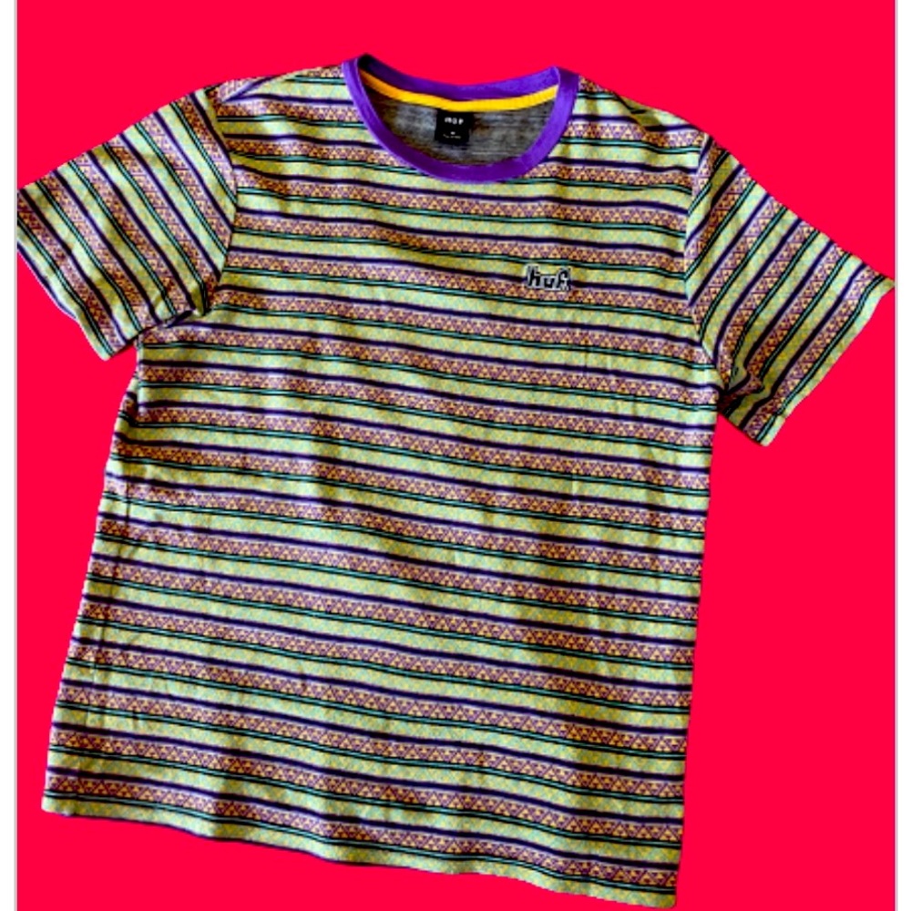 HUF Mens S/S Knit Top Shirt ALLEN Triple‎ Triangle Striped Embroidered, Mens M